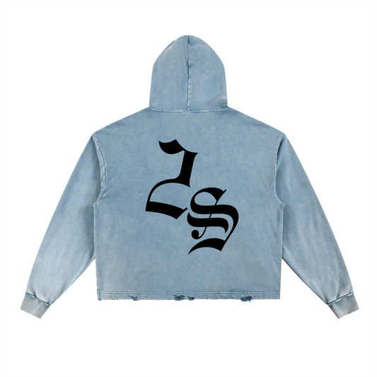 Vintage Washed Frayed-Hem Hoodie